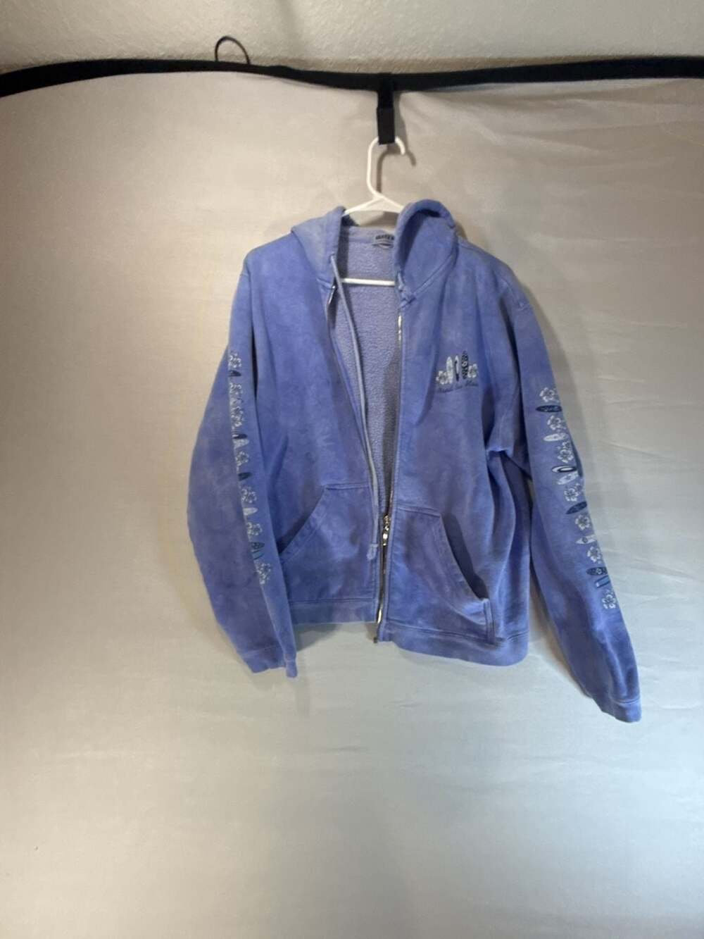 Guava Beach Resortwear Napili Bay Maui Blue Velour Zip-Up Hoodie